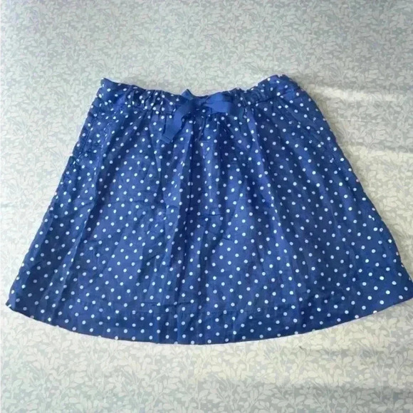 J. Crew Blue & White 100% Linen polka dot high-waisted lined skirt  SIZE 8 - Picture 2 of 12